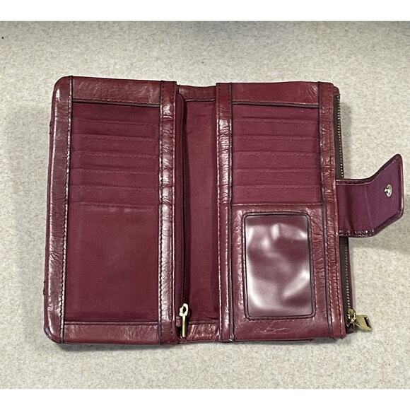 Fossil Ellis Leather Double Sided Folding Clutch Large Wallet-Raspberry - Picture 3 of 16